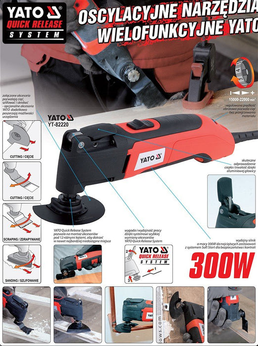 EAN 5906083822209 - Yato YT-82220 multiherramienta oscilante Negro, Rojo 300 W 22000 OPM imagen 8
