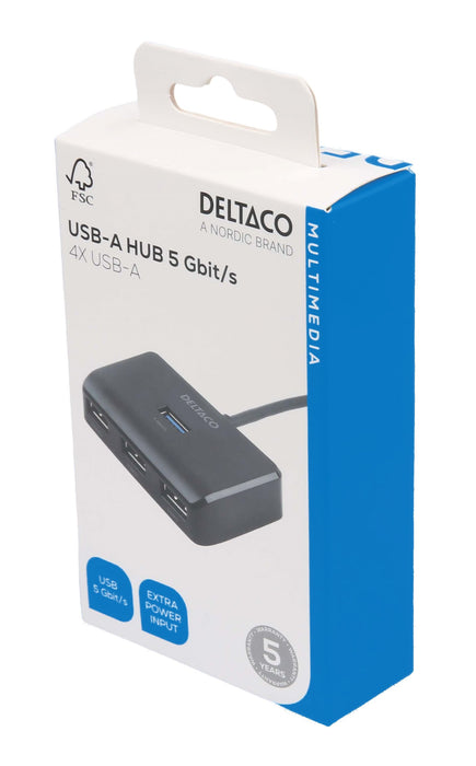 EAN 7333048060662 - Deltaco UH-735 hub de interfaz USB 3.2 Gen 1 (3.1 Gen 1) Type-A 5000 Mbit/s Negro imagen 6
