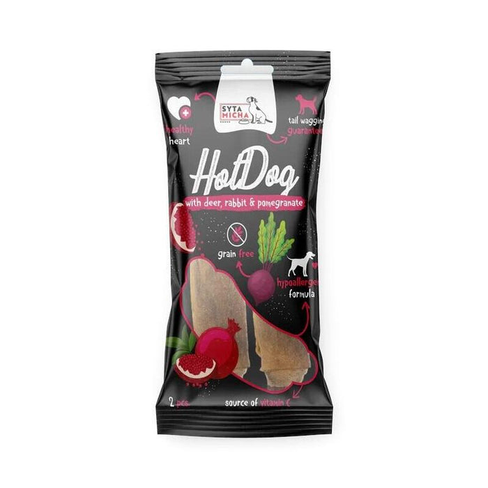 Delicia Para Perros Syta Micha Hot Dog Masticable Conejo Con Granada En Piel De Ciervo  2 Uds.