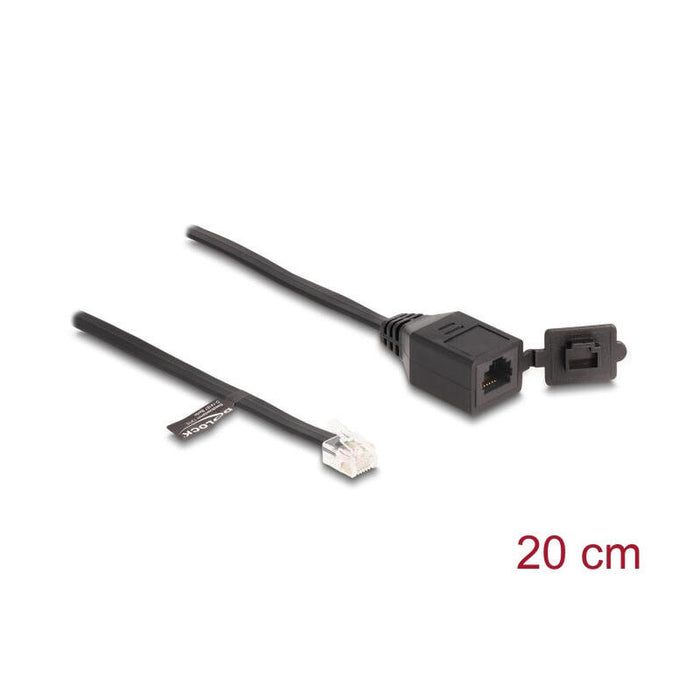 Delock 88009 Cable Rj12 Macho A Rj12 Hembra Con Tapa Protectora 20 Cm Negro