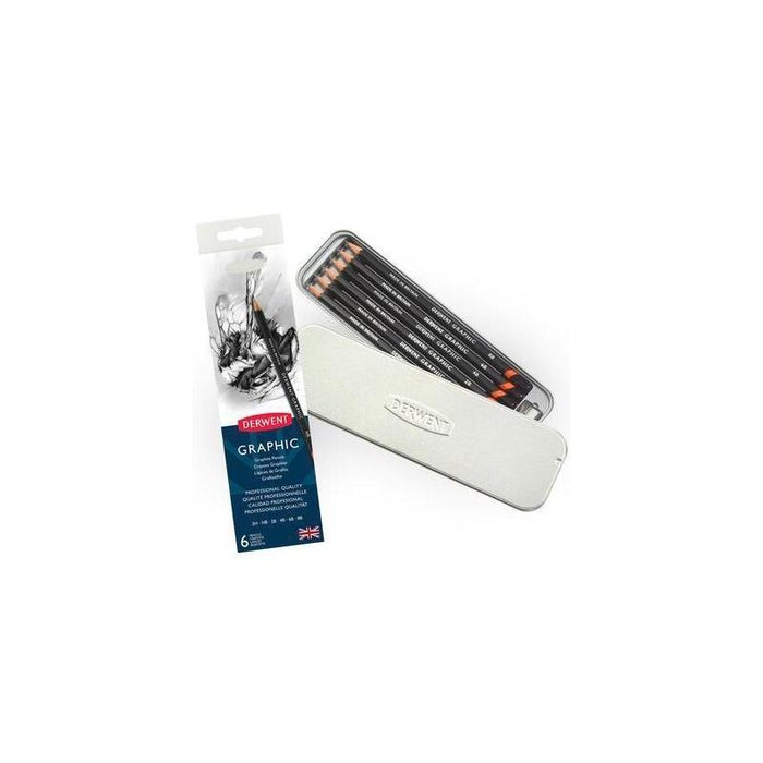 Derwent Lápices De Grafito Graphic 6b-2h Caja Metálica De 6u