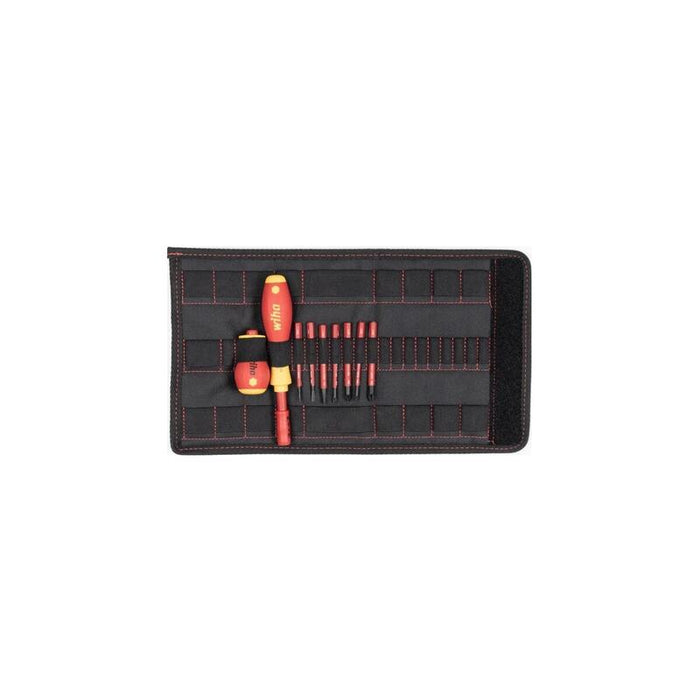 Destornillador Wiha Con Portapuntas Electric Slimvario Rojo/Amarillo, 9 Piezas, Con Slimbits Y Stubby 41233