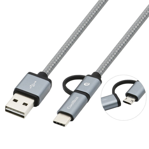 EAN 8436556145902 - CoolBox COO-CAB-U2MC-GR cable USB USB 2.0 1 m USB A USB C/Micro-USB B Gris imagen 1
