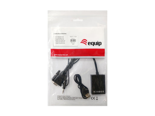 EAN 4015867222430 - Equip 119038 adaptador de cable de vídeo 0,2 m VGA (D-Sub) + 3,5mm DVI-D + USB Negro imagen 2