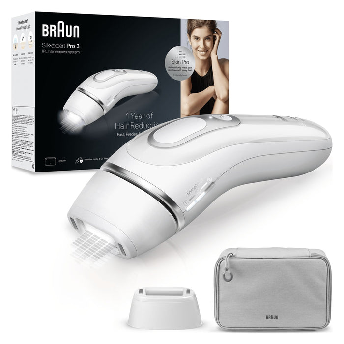 EAN 4210201423300 - Braun Silk-expert Pro Silk expert Pro 3 PL3020 Luz pulsada intensa (IPL) Plata, Blanco imagen 1