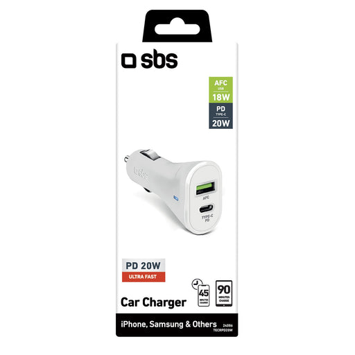 EAN 8018417324086 - SBS TECRPD20W cargador de dispositivo móvil Smartphone, Tableta Blanco Encendedor de cigarrillos Carga rá imagen 2