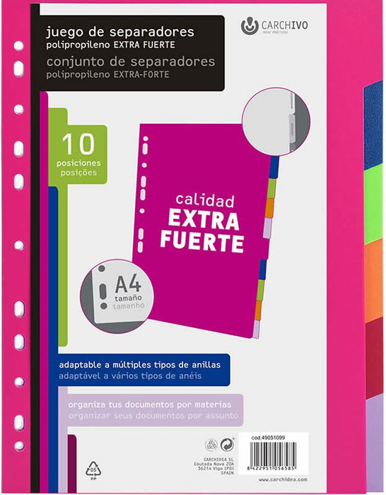 EAN 8422951056585 - CARCHIVO 49051099 divisor Polipropileno (PP) Multicolor 1 pieza(s) imagen 1