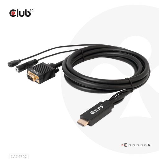 EAN 8719214472221 - CLUB3D CAC-1712 adaptador de cable de vídeo 2 m VGA (D-Sub) + 3,5mm HDMI + Micro-USB Negro imagen 1