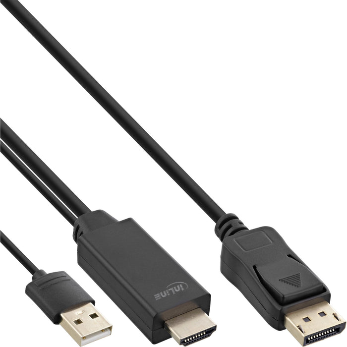 EAN 4043718292639 - InLine 17165P adaptador de cable de vídeo 5 m DisplayPort HDMI + USB Negro imagen 1