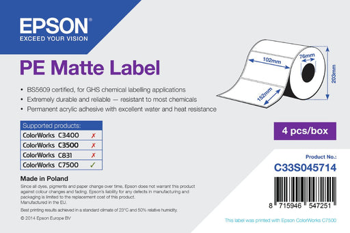 EAN 8715946547251 - Epson PE Matte Label Blanco Mate imagen 1