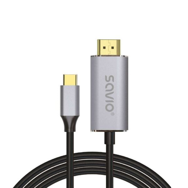 EAN 5901986047674 - Savio USB-C to HDMI 2.0B cable 2m silver / black gold tips CL-171 cable HDMI USB C HDMI tipo A (Estándar) imagen 1