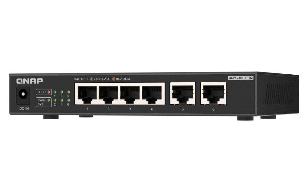 EAN 4711103085738 - QNAP QSW-2104-2T-R2 switch No administrado 10G Ethernet (100/1000/10000) Escritorio Negro imagen 2