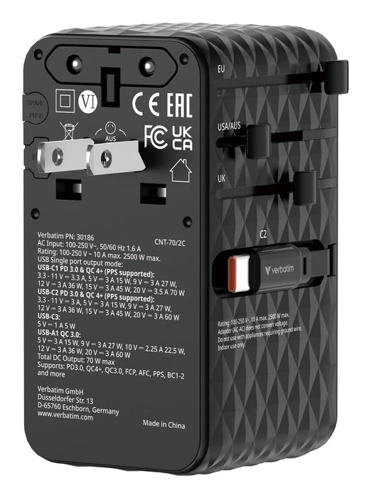 EAN 23942301868 - Verbatim 30186 cargador de dispositivo móvil Universal Negro Corriente alterna Carga rápida Interior imagen 5