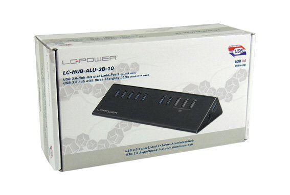 EAN 4260070125386 - LC-Power LC-HUB-ALU-2B-10 hub de interfaz USB 3.2 Gen 1 (3.1 Gen 1) Micro-B 5000 Mbit/s Negro imagen 2