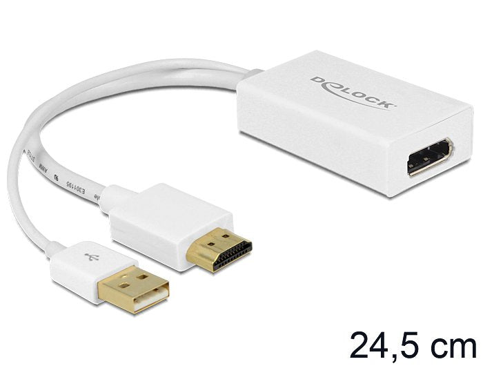 EAN 4043619624966 - DeLOCK 62496 adaptador de cable de vídeo 0,245 m DisplayPort HDMI + USB Blanco imagen 1