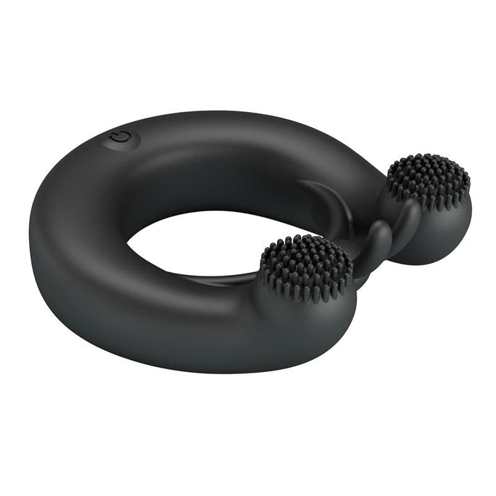 Pretty Love - Dahlia Anillo Vibrador + Estimulador De Clítois 12 Vibraciones Negro