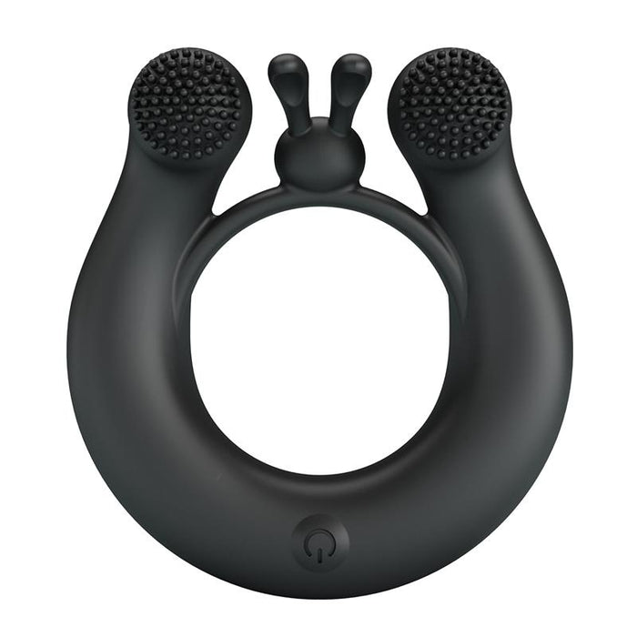 Pretty Love - Dahlia Anillo Vibrador + Estimulador De Clítois 12 Vibraciones Negro