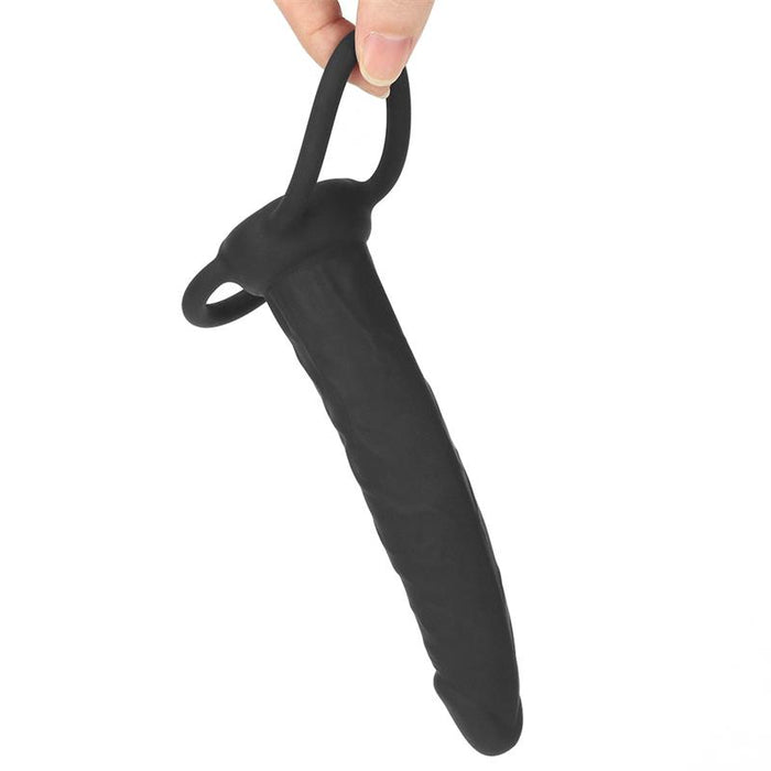 Dildo Anal Con Doble Anillo Negro