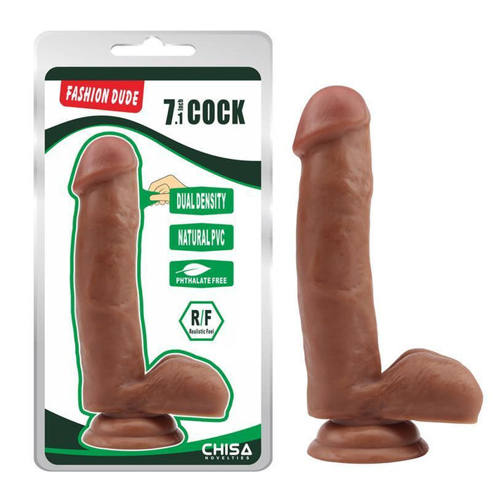 Dildo Dual Density Fashion Dude 17.8 X 4 Cm Bronceado