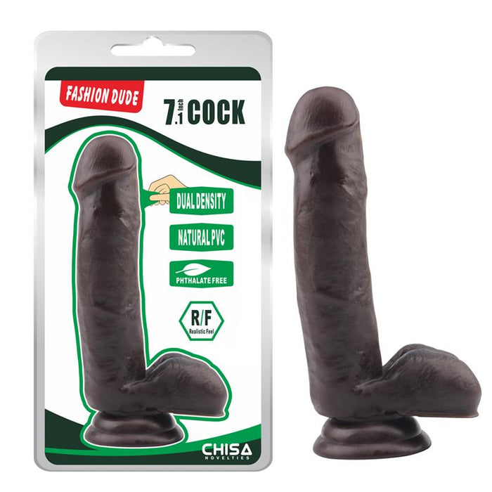 Dildo Dual Density Fashion Dude 17.8 X 4 Cm Marron