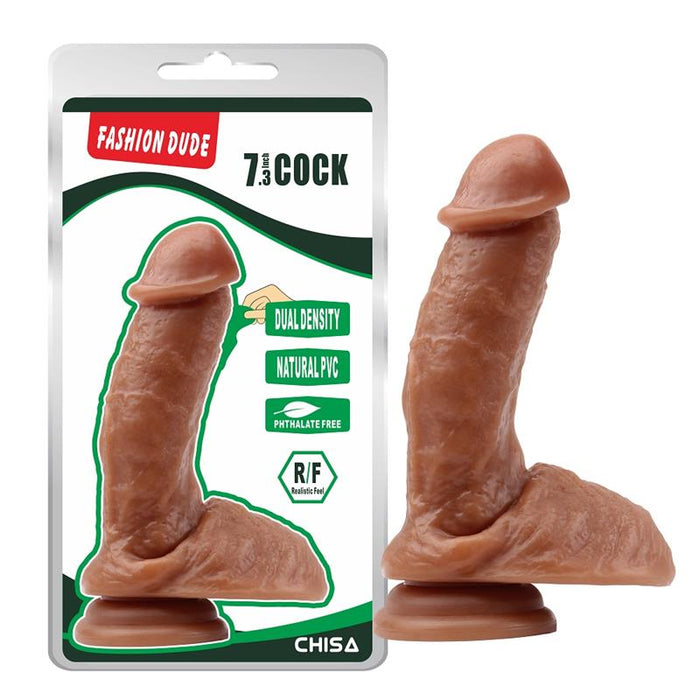 Dildo Dual Density Fashion Dude 18.5 X 4.3 Cm Bronceado