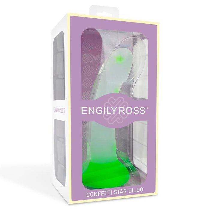 Dildo Que Brilla En La Oscuridad Confetti Star Silicona Líquida 17 Cm