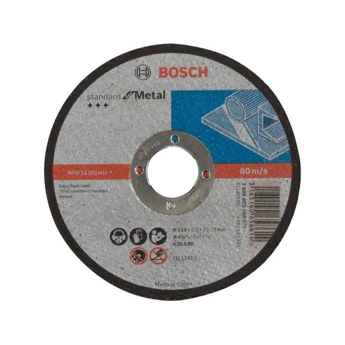 Disco De Corte Bosch Estándar Para Metal, Ø 115 Mm (Diámetro Interior 22,23 Mm, A 30 S Bf, Recto)2608603164