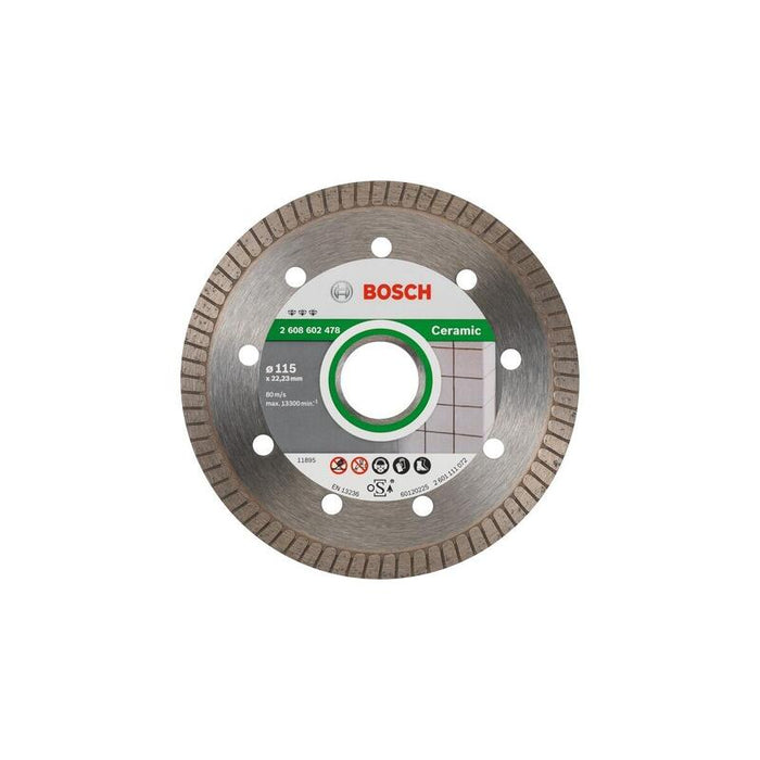 Disco De Corte De Diamante Bosch Professional Best For Ceramic Extra Clean Turbo, Ø 115 Mm, Diámetro 22,23 Mm 2608602478