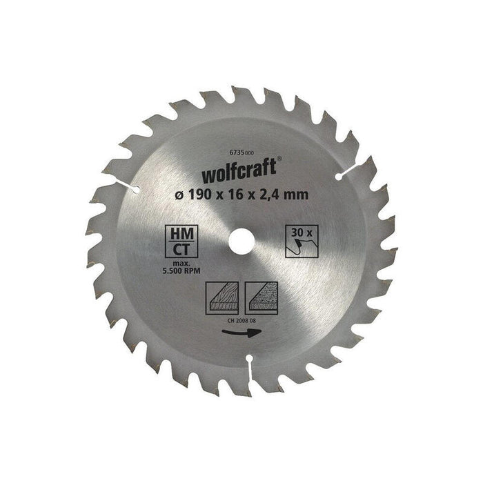 Disco De Sierra Circular Ct, 30 Dientes Ø210mm 6737000 Wolfcraft