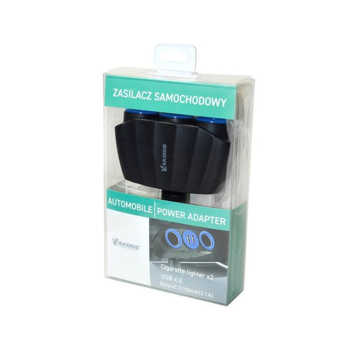 Divisor De Enchufe Para Encendedor De Cigarrillos Vakoss Tp-3268k 2xusb