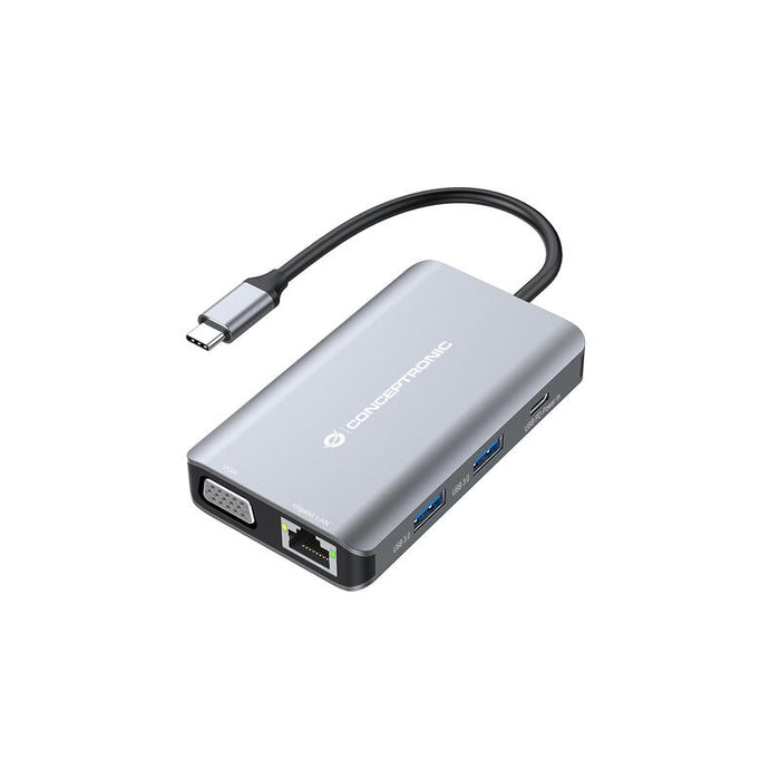 Dock Usb-C 7in1 Conceptronic Hdmi Vga Usb 3.0 Lan Gigabit  Usb-C Carga 100w