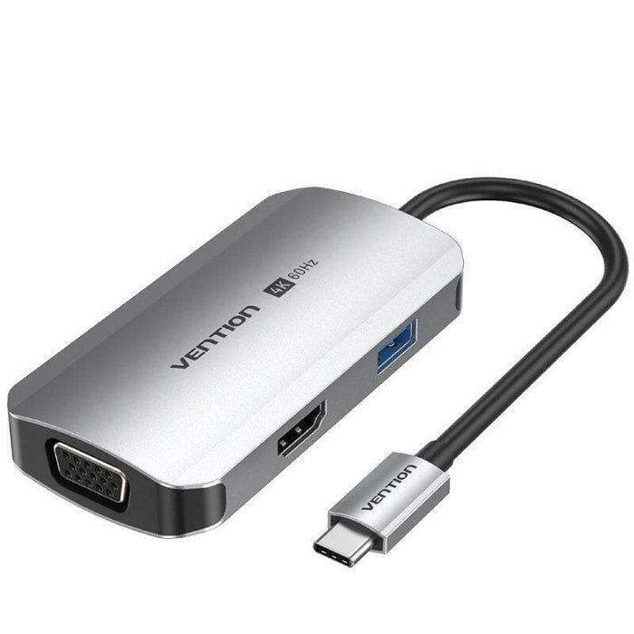 Docking Usb Tipo-C Vention Tqahb 1xhdmi 1xusb 1xvga 1xusb Tipo-C Pd Gris