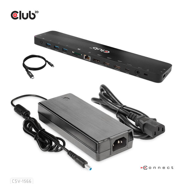 Dockingstation Club3d Csv-1566 (Usb Gen1 Type-C Triple Display Dp Alt Mode + Displaylink  Dynamic Pd Charging Docking Con 120 Watt Ps)
