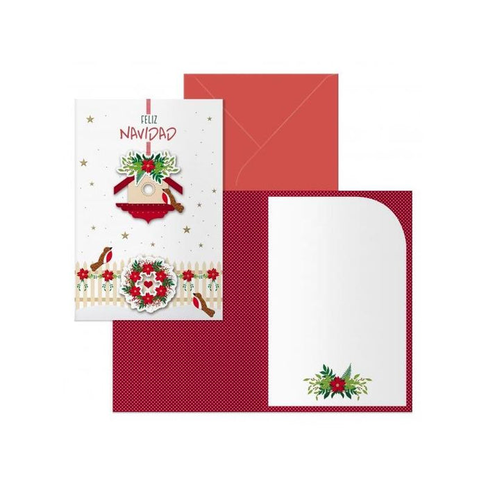 Dohe Bird House Pack De 6 Tarjetas De Felicitacion Navideña Con Sobre - Tamaño Cerrada 11.5x17cm, Abierta 23x17cm -