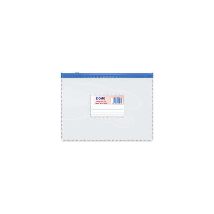 Dohe Bolsa Zipper Apaisada Pvc Transparente 150 Micras - Tamaã±O A5 - Cierre Zip Hermetico - Apertura Superior