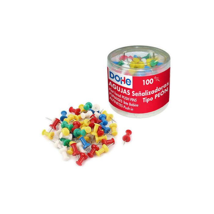 Dohe Caja De 100 Agujas De Señalizacion - Cabeza De Plastico Y Punta Metalica De Primera Calidad - Colores Surtidos