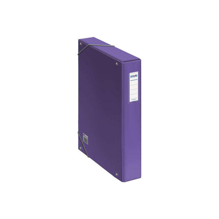 Dohe Caja De Carton Forrado Con Papel Impreso Y Plastificado - Tarjetero Con Etiqueta En El Lomo - Sistema De Cierre