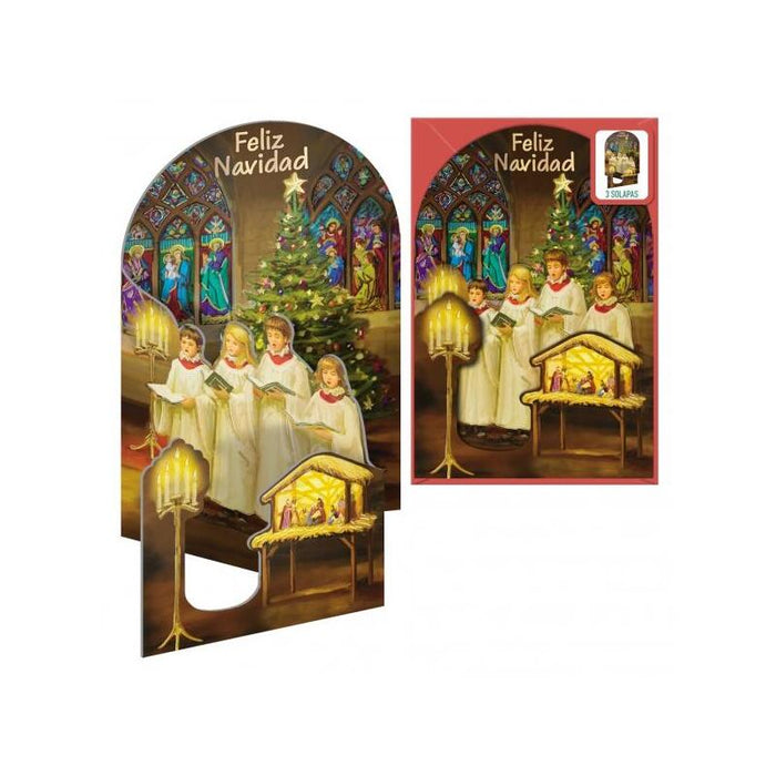 Dohe Cantando A La Navidad Pack De 6 Tarjetas Desplegables De Felicitacion Navideña Con Sobre - Impresas A Todo Color