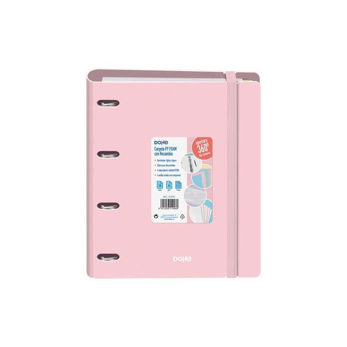 Dohe Carpeta Anillas Mixtas 4x35mm Recambio A4 100h 5x5mm 90gr 4 Separadores Polyfoam Rosa Pastel