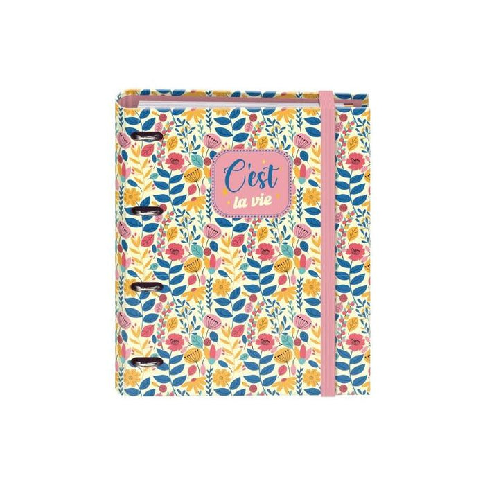 Dohe C´Est La Vie Carpeta De 4 Anillas Mixtas De 35mm Con Recambio De 100 Hojas - Formato Folio - Cierre Con Goma -