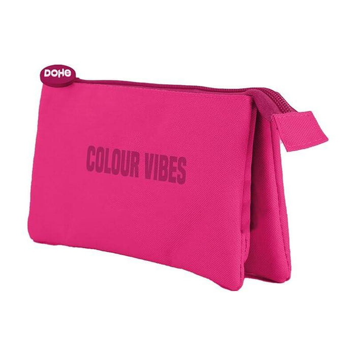 Dohe Colour Vibes Portatodo Triple - Cierre Doble Con Cremallera Y Tirador De Goma - Rosa
