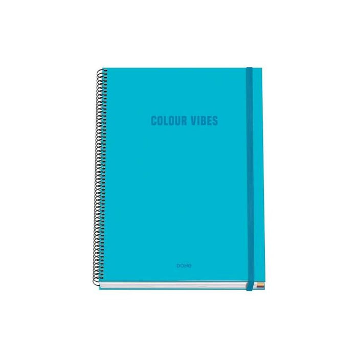 Dohe Colour Vives Cuaderno Espiral A4 100 Hojas Microperforadas Cuadricula 5mm - Tapa Dura Carton Forrado - Cierre De
