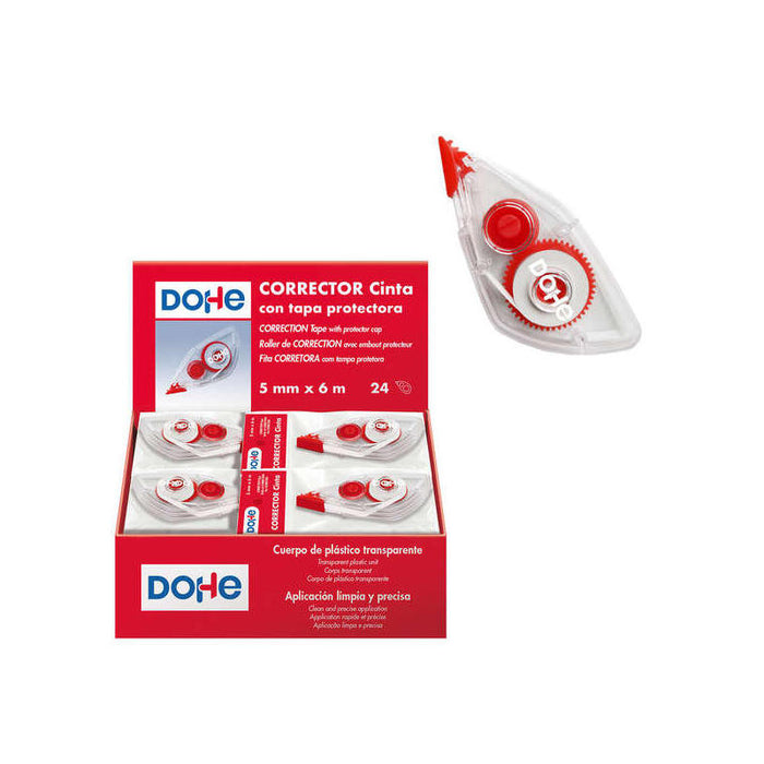 Dohe Expositor De 24 Cintas Correctoras - Aplicacion Limpia Y Precisa - Rapida Cobertura - Cuerpo De Plastico