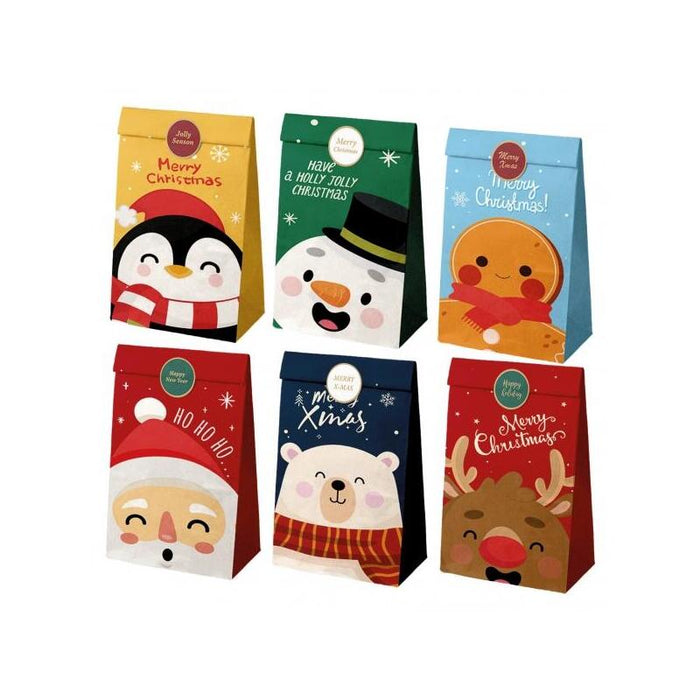 Dohe Navidad Pack De 12 Bolsas De Papel - 2 Bolsas Por Modelo - Alta Resistencia