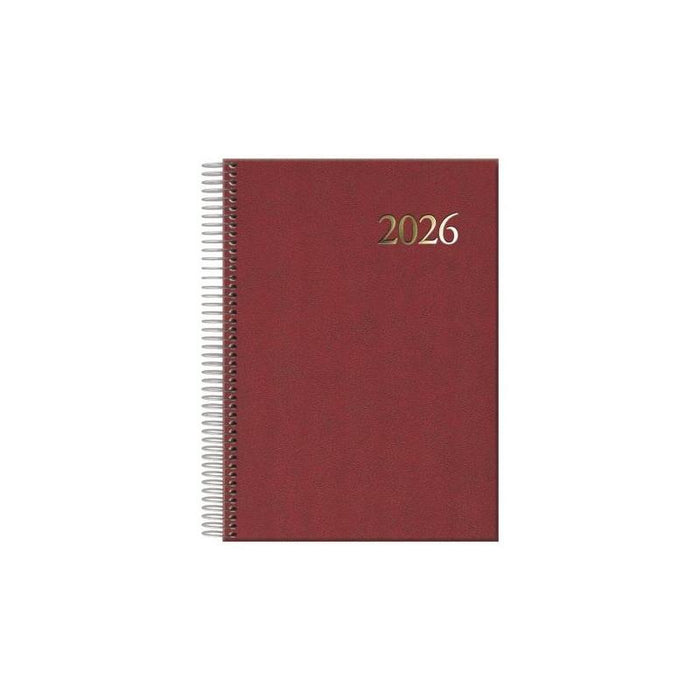 Dohe Segovia Agenda Anual Espiral - Dia Pagina - Sabado Y Domingo Misma Pagina - Tamaã±O 14x20cm - Burdeos