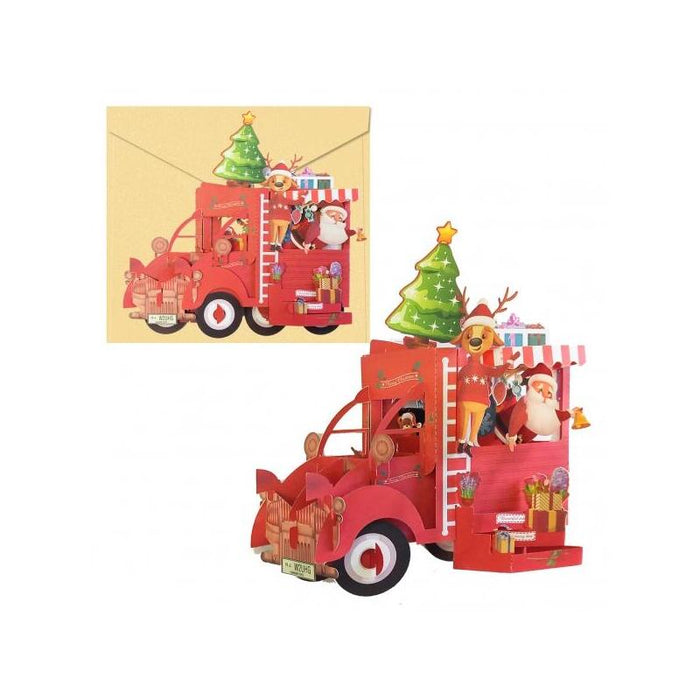 Dohe Truck Tarjeta 3d De Felicitacion Navideña Con Sobre - Tamaño 14.5x11cm - Impresas A Todo Color