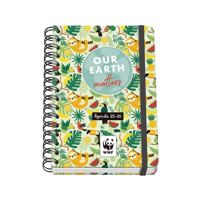 Dohe Wwf Tropic Agenda Escolar 25/26 Espiral Wire?O A5 - Semana Vista - Papel 80g/M2 - 4 Hojas De Pegatinas - Cubierta