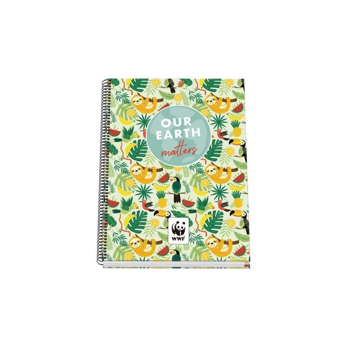 Dohe Wwf Tropic Cuaderno Espiral A4 100 Hojas Microperforadas Cuadricula 5mm - Tapa Dura Carton Forrado - Bandas De