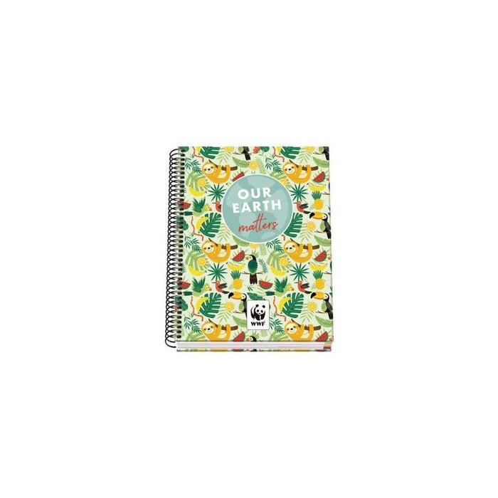 Dohe Wwf Tropic Cuaderno Espiral A5 100 Hojas Cuadricula 5mm - Tapa Dura Impresa A Todo Color Y Plastificada En Brillo