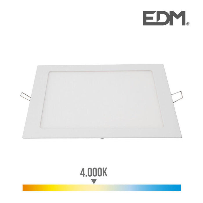 Downlight Led Empotrable Cuadrado 20w Luz Dia 4000k 1500lm Color Blanco 22x22cm Edm
